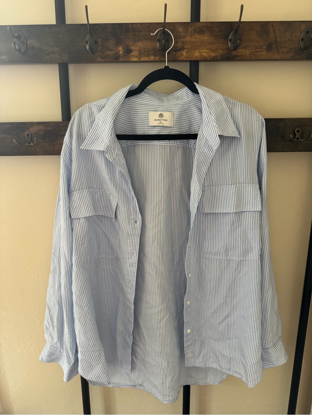 Aritzia Babaton Blue and White Striped Shirt